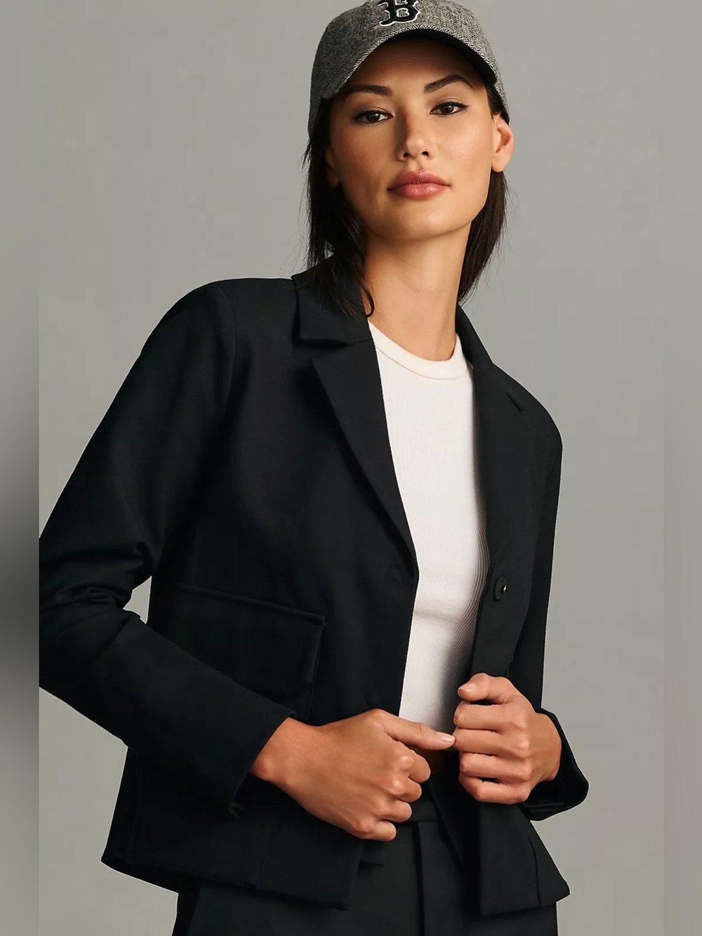 NWT Maeve Anthropologie Shrunken Swing Ponte Blazer Black Size 8